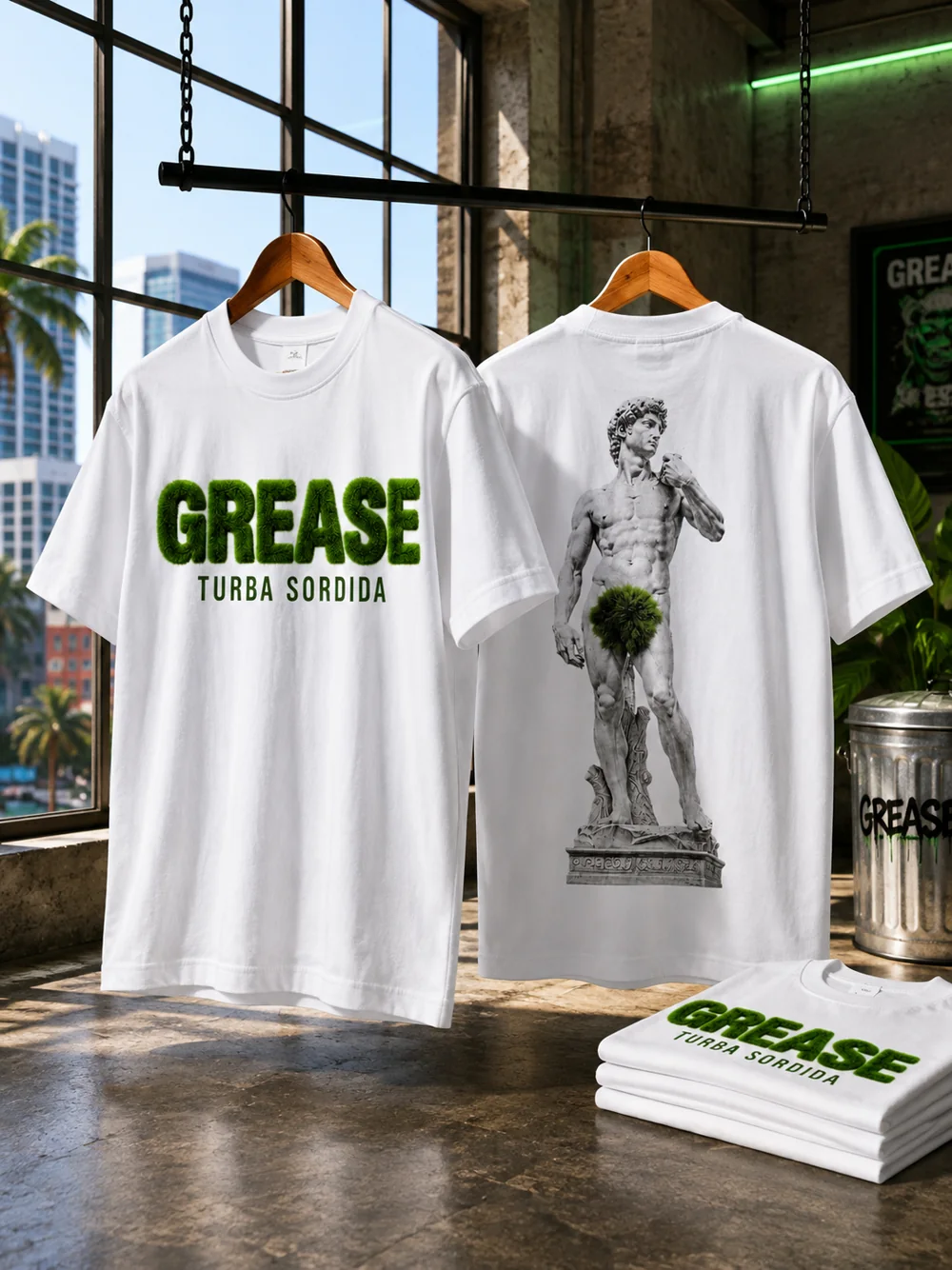GREASE turf tee — front logo, David back